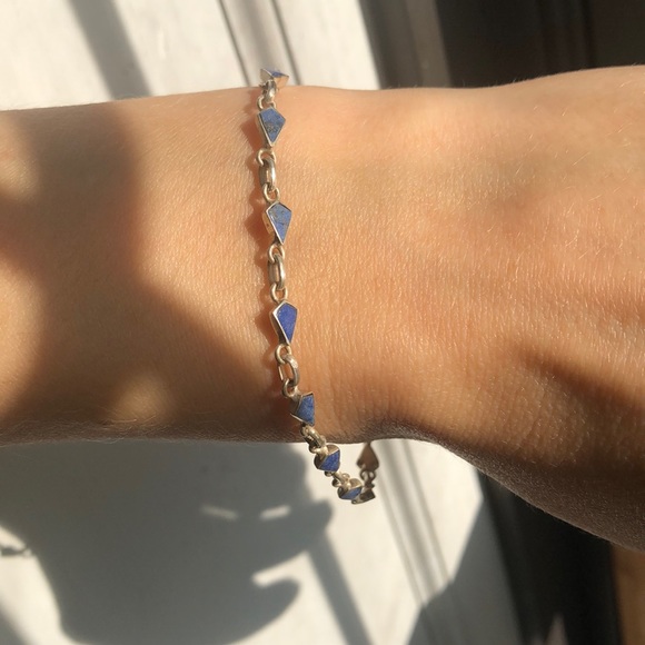 Silver and Lapis Stone Bracelet - Picture 1 of 1